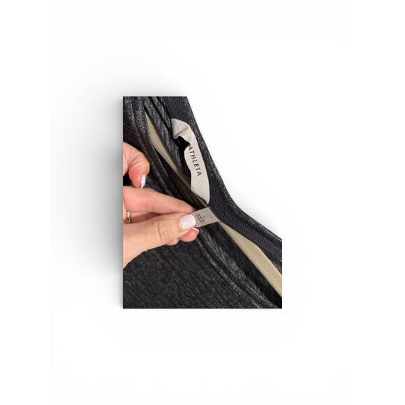 Athleta Dark Gray Long Sleeve Ruched Bodycon Stretch Midi Dress Size Small S - Picture 2 of 7